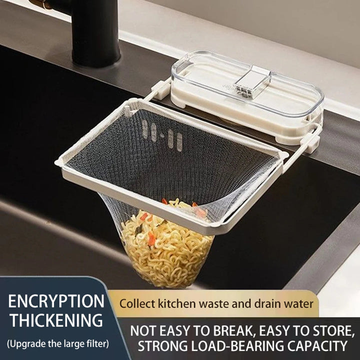 Kitchen Sink Filter Drainage Rack With 50pcs Fiter Mesh Foldable Trash Strainer Holder Garbage Net Shelf For Sink Accessory SHOPPING HUB