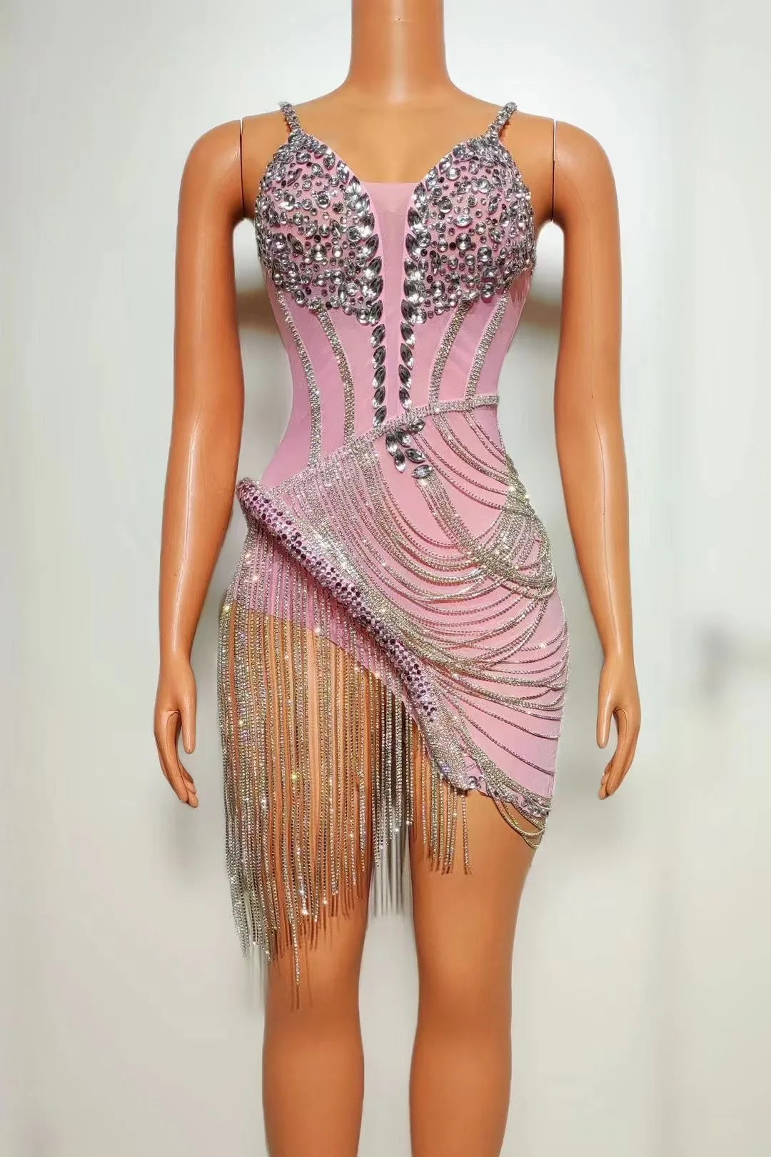 BLYNTRA Luxury Rhinestone Suspender Dress