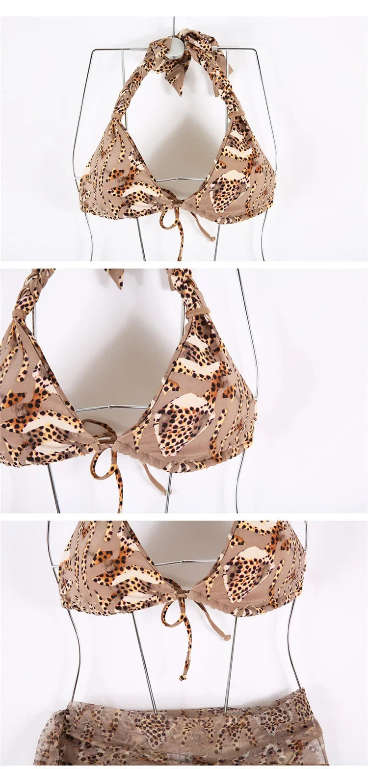 Leopard Print Bikini Set with Skirt BLYNTRA