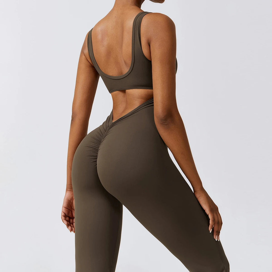 FlexGlam V-Back Fitness Jumpsuit SHOPPING HUB