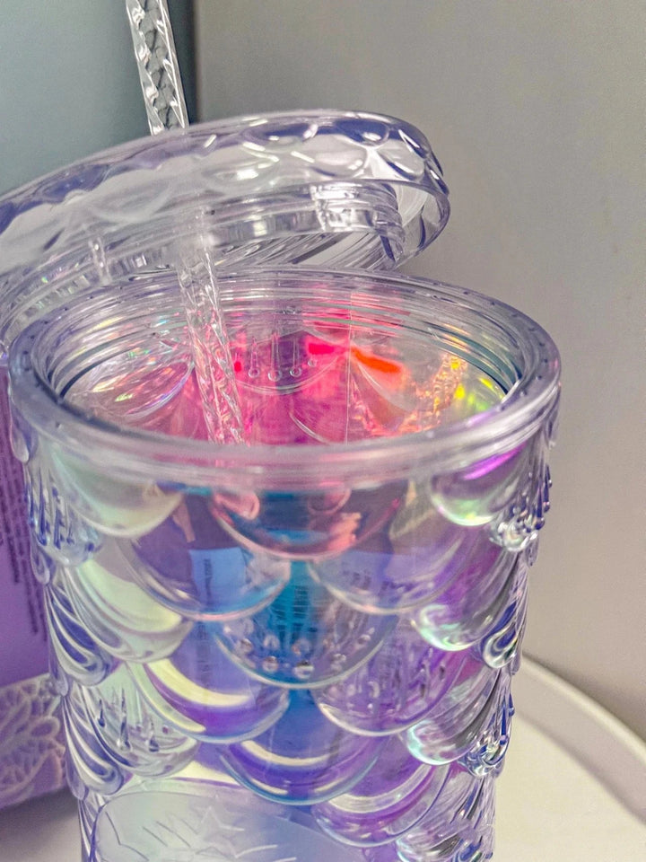 Wholesale New 710ml Diamond Radiant Goddess Durian Cup with Logo Fish Scale Cup Double Layer Reusable with Straw Mug Coffee Cup SHOPPING HUB