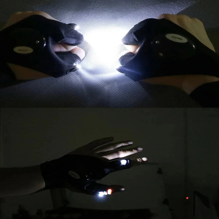 LED Flashlight Luminous Running Gloves Waterproof Cycling Camping Hiking Rescue Glove Lamp Lighting Gloves Fingerless Gloves BLYNTRA