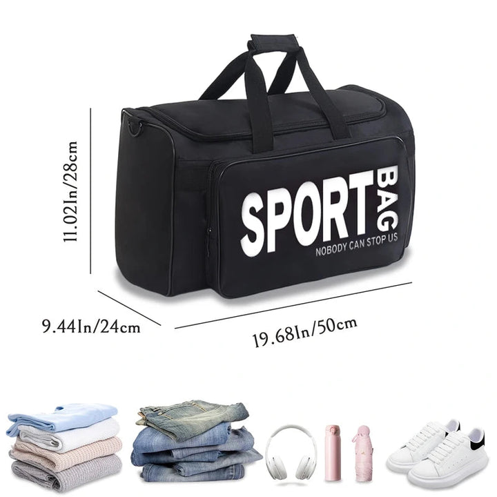 A large-capacity travel duffel bag, a sports and fitness bag made of polyester, can be used to store basketball shoes. BLYNTRA