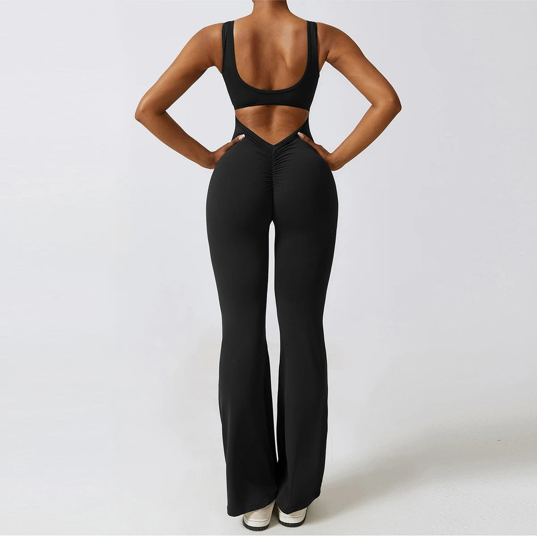 FlexGlam V-Back Fitness Jumpsuit SHOPPING HUB