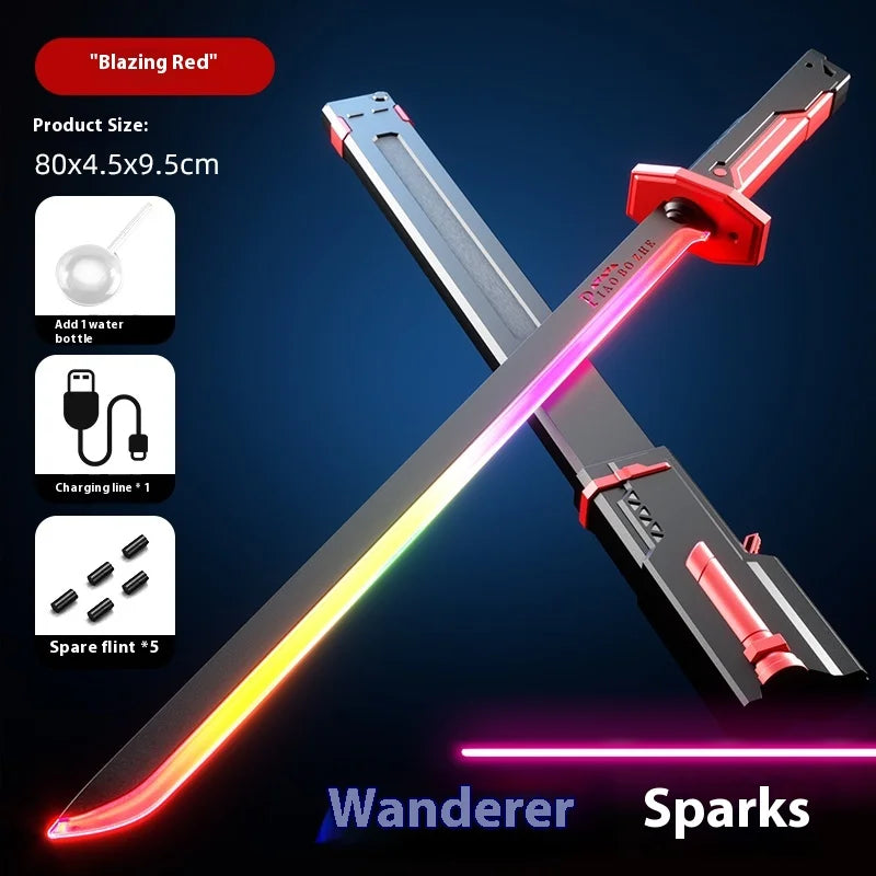 Colorful Streamer Glowing Sword Toys with Spark & Smoke Effect Light Sword Kids Adult Toys Holiday props sword Decompression Toy BLYNTRA