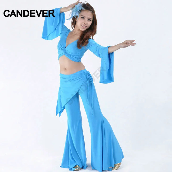 Belly Dance Costume set butterfly top Split tribal pants Performance Oriental Competition Bellydance Dancing Practice Wear Suits SHOPPING HUB