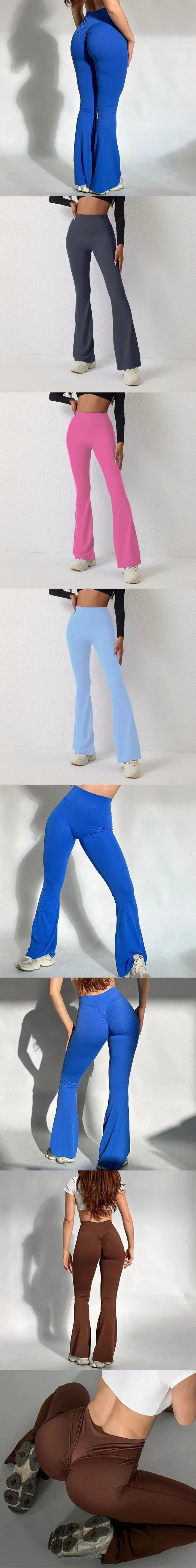 Women Yoga Flare Leggings Seamless High Waist Dance Pilates Fitness Gym Lifting Workout Wide-Leg Pants Sports Running Clothing SHOPPING HUB