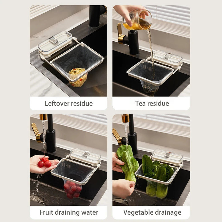 Kitchen Sink Filter Drainage Rack With 50pcs Fiter Mesh Foldable Trash Strainer Holder Garbage Net Shelf For Sink Accessory SHOPPING HUB