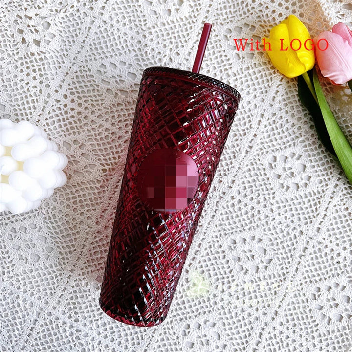 Wholesale New 710ml Diamond Radiant Goddess Durian Cup with Logo Fish Scale Cup Double Layer Reusable with Straw Mug Coffee Cup SHOPPING HUB
