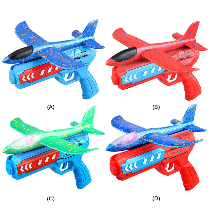 Airplane Launcher Toys Outdoor Sports Flying Toy Kids Catapult Plane Shooting Fly Roundabout Airplane Gun Toy Boys Birthday Gift BLYNTRA