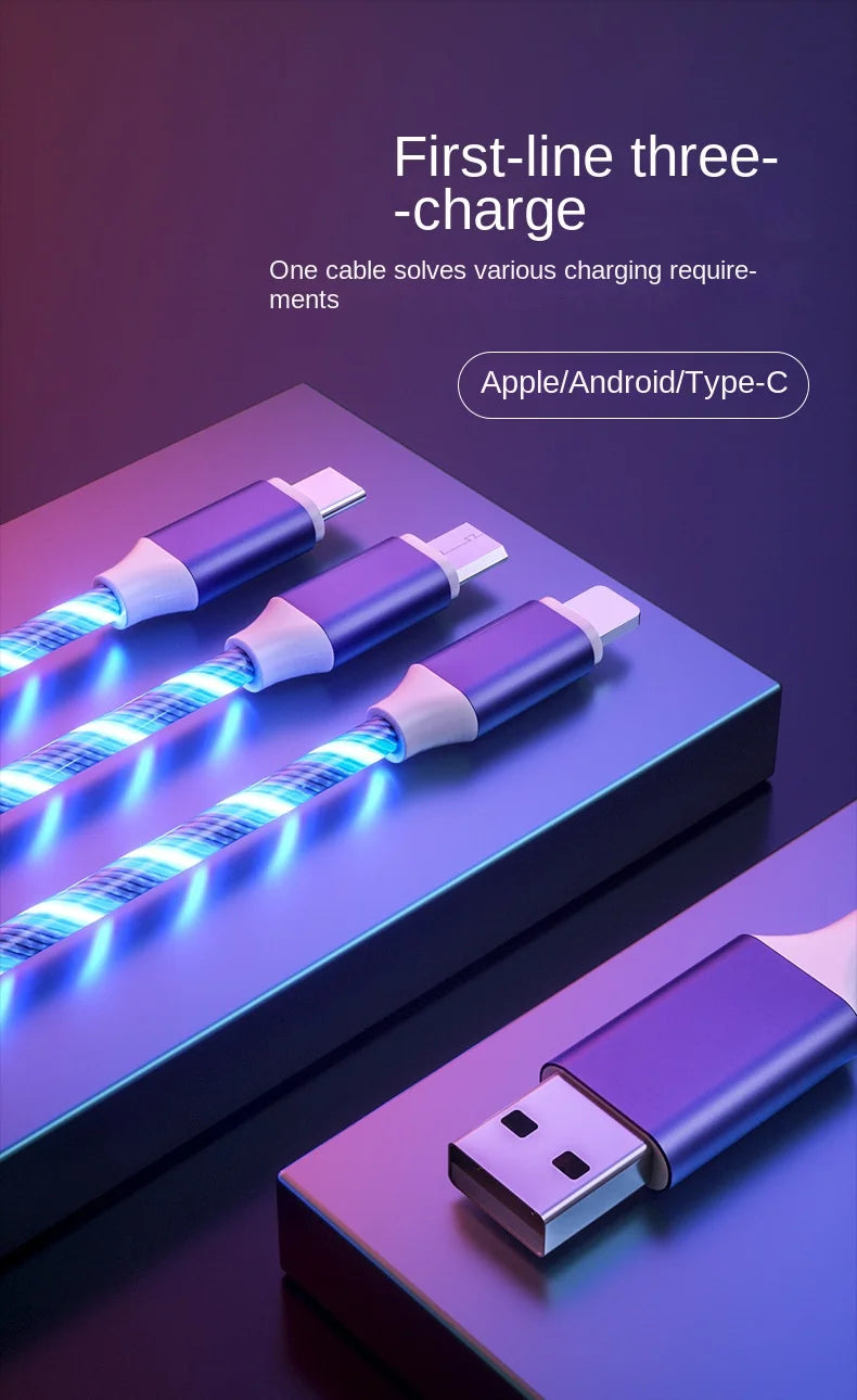 3-in-1 Glowing LED Fast Charging Cable BLYNTRA
