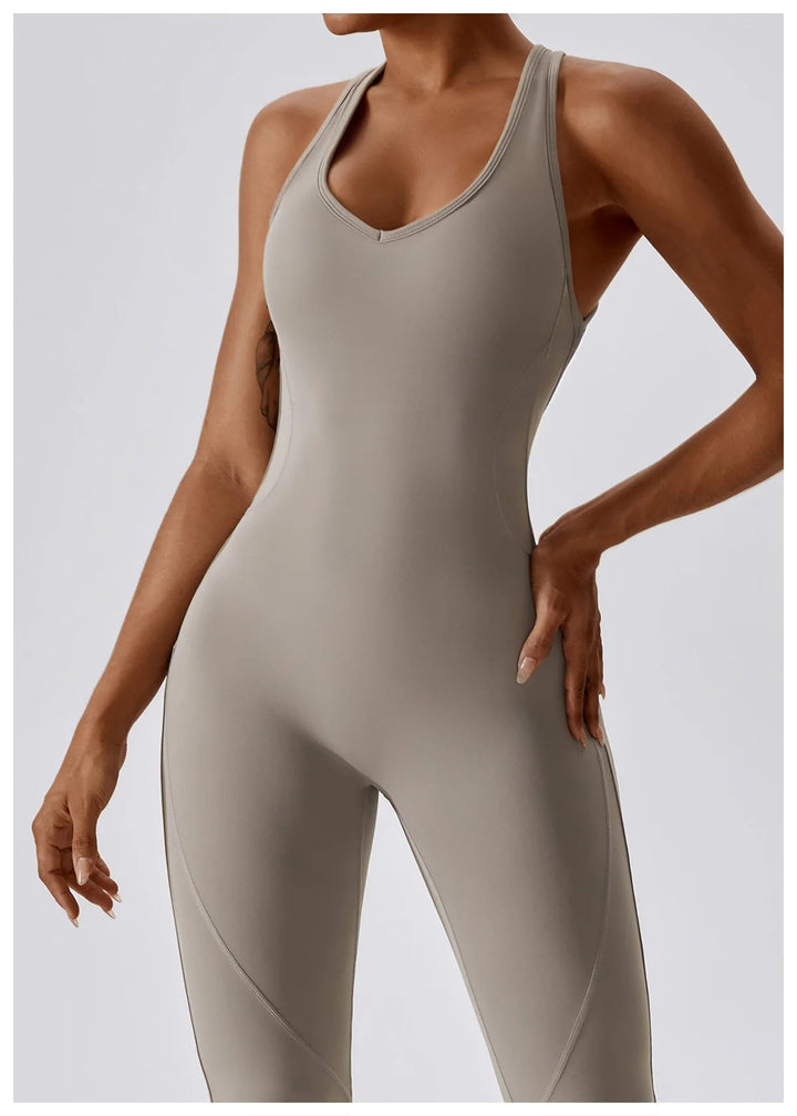 Sexy Back V Jumpsuit Gym Set Women Training Yoga Suit Sportswear Women Sports Jumpsuit Fitness Rompers Stretch Workout Bodysuits SHOPPING HUB