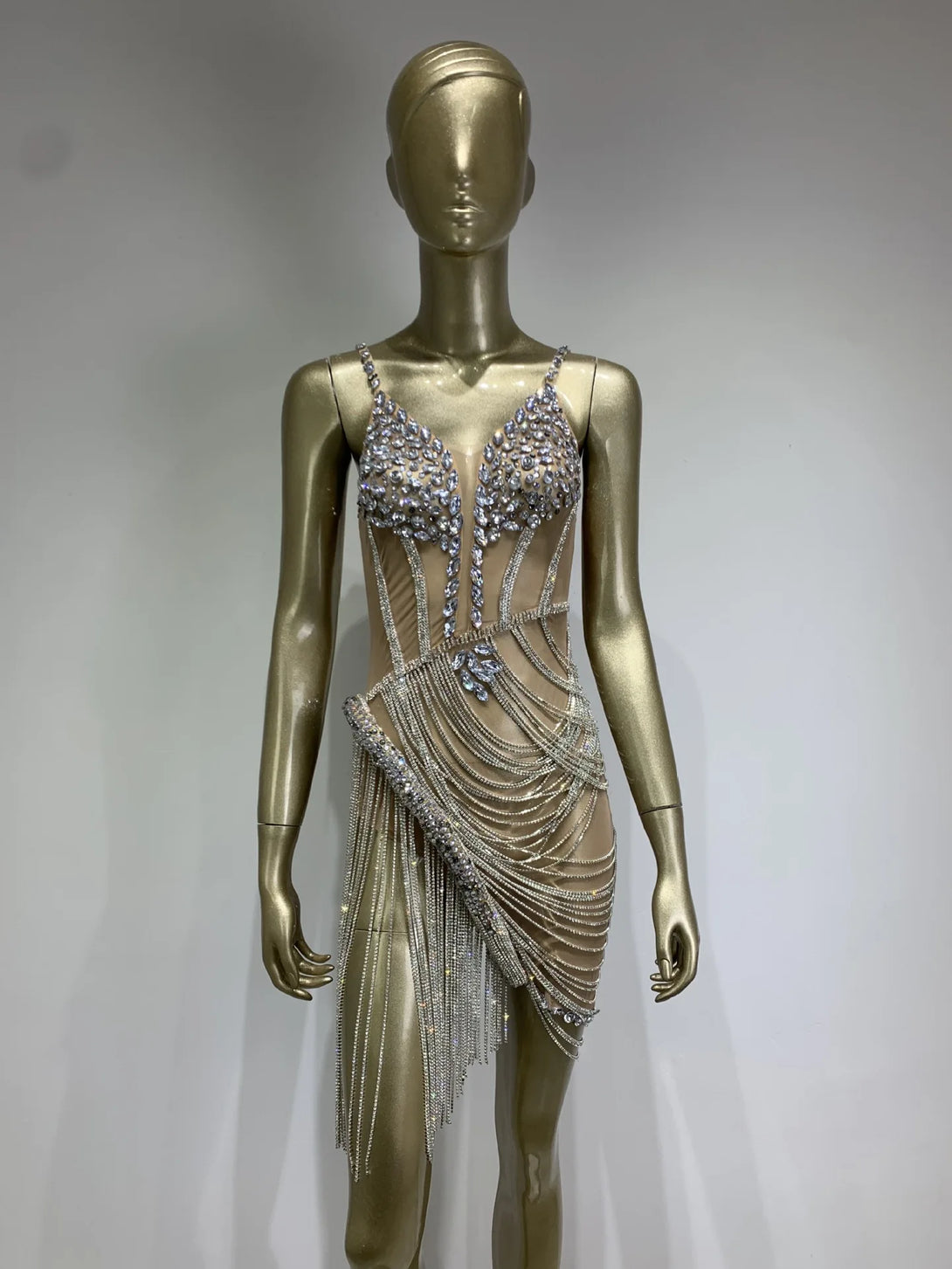 BLYNTRA Luxury Rhinestone Suspender Dress
