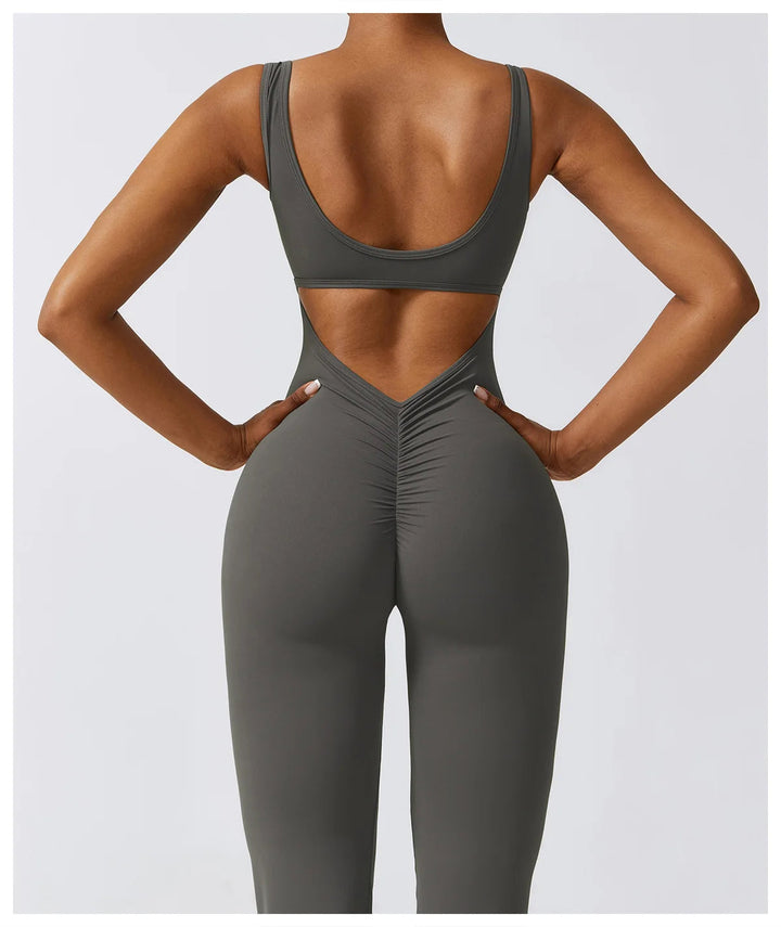 Sexy Back V Jumpsuit Gym Set Women Training Yoga Suit Sportswear Women Sports Jumpsuit Fitness Rompers Stretch Workout Bodysuits SHOPPING HUB