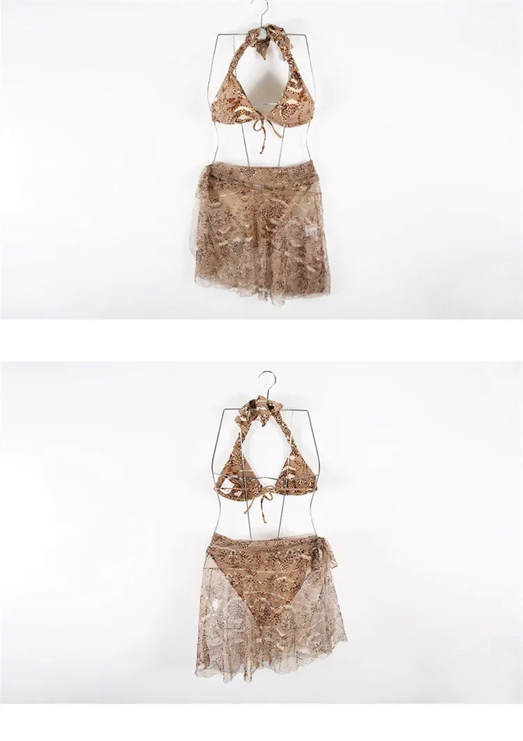 Leopard Print Bikini Set with Skirt BLYNTRA