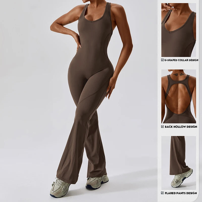 FlexGlam V-Back Fitness Jumpsuit SHOPPING HUB