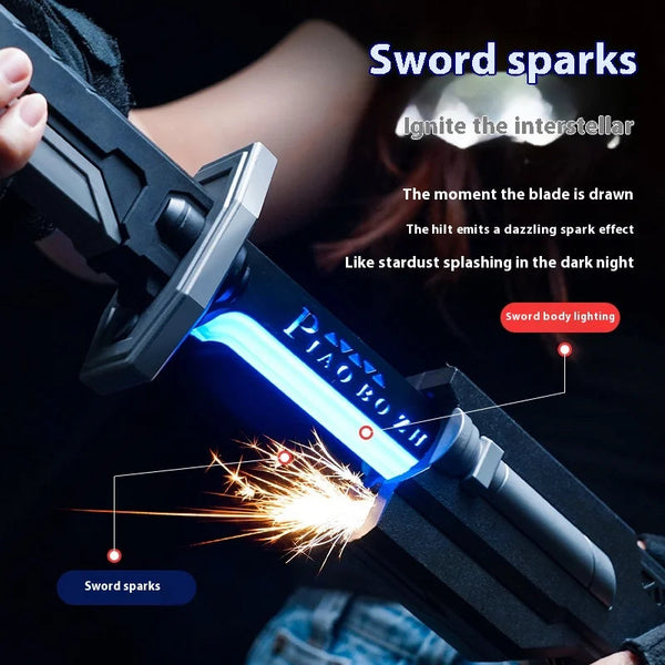 Colorful Streamer Glowing Sword Toys with Spark & Smoke Effect Light Sword Kids Adult Toys Holiday props sword Decompression Toy BLYNTRA
