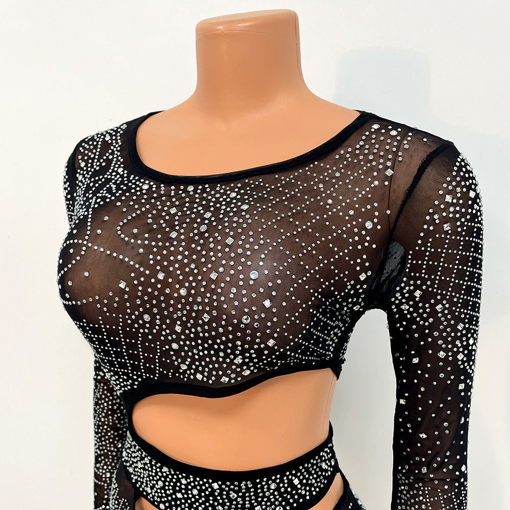 Glam Mesh Hollow Dress – Sparkly Bodycon Party Look BLYNTRA