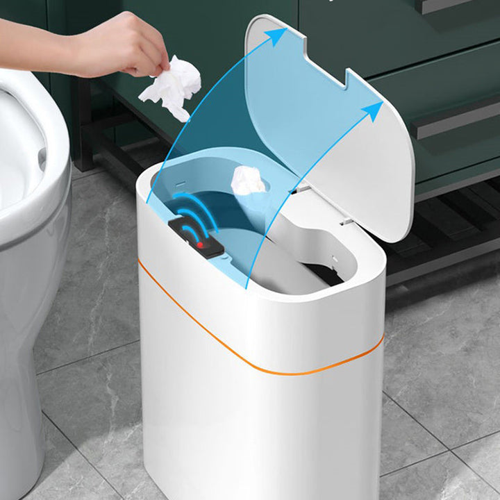 Smart Trash Can With Lid For Bedroom And Living Room Kitchen Storage Box Trash Can Induction Small Car Box Automatic Smart Dustbin Smart Trash Bin Silicone Back Scrub Bath Brush