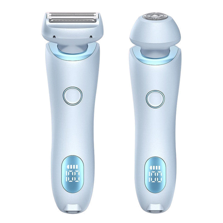 2 In 1 Hair Removal Epilator USB Rechargeable Trimmer Women Body Razor Face Leg Armpit Bikini Hand Pubic Shaver Hair Remover Silicone Back Scrub Bath Brush