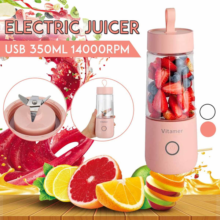 350ml Portable Blender Juicer Electric USB Rechargeable Mixer Smoothie Slushy Cup Juice Blender Bottle USB Charging Kitchen Gadgets Silicone Back Scrub Bath Brush