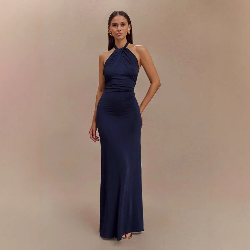 BLYNTRA Backless Halter Maxi Dress – Slimming Bodycon Statement BLYNTRA