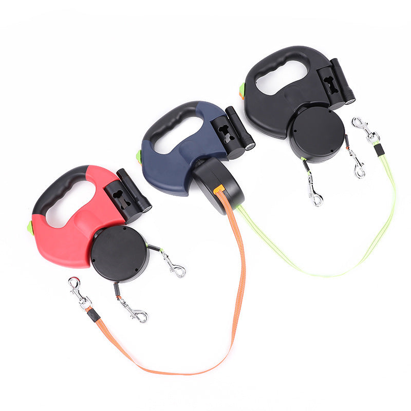 Retractable Dual Dog Leash with Light & Reflective Strip BLYNTRA