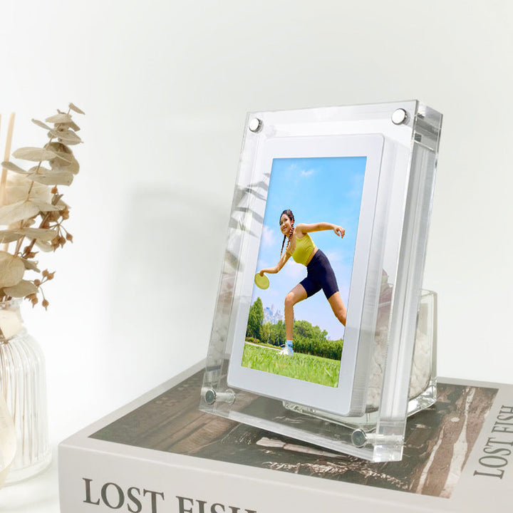 Digital Picture Frame Acrylic Video Player Digital Photo Frame Vertical Display With 1GB And Battery Type C Video Frame Gift For Loved Silicone Back Scrub Bath Brush