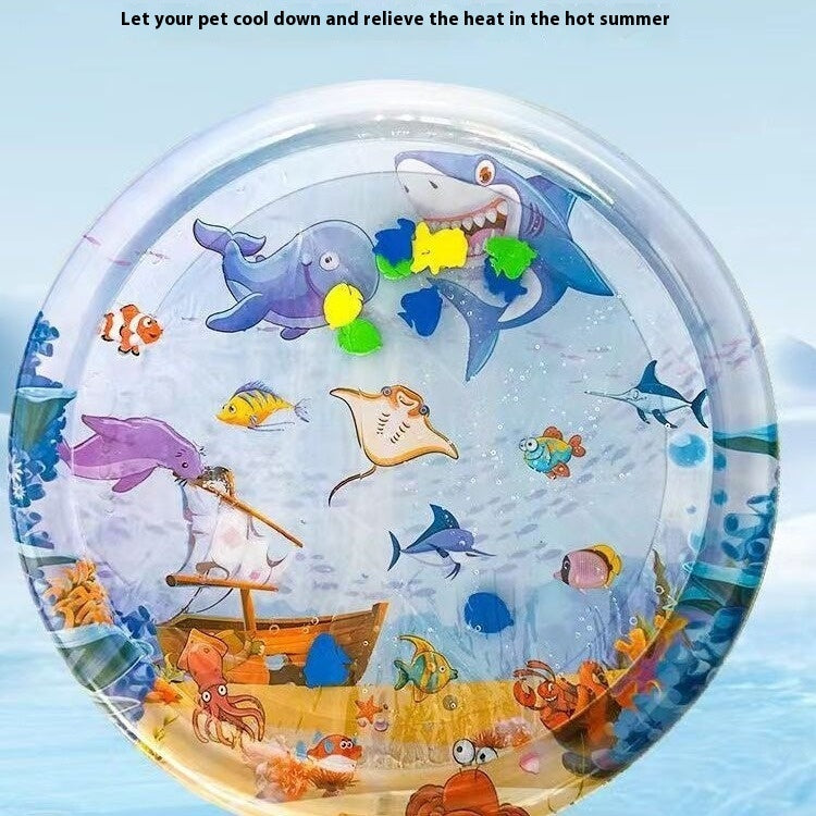 AquaChill Pet Water Cooling Bed Mat Silicone Back Scrub Bath Brush