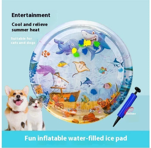 AquaChill Pet Water Cooling Bed Mat Silicone Back Scrub Bath Brush