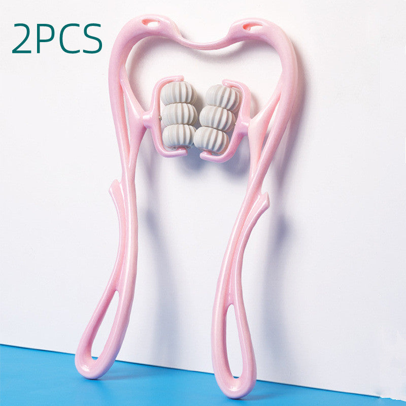 NeckEase 6-Wheel Manual Roller Massager Silicone Back Scrub Bath Brush