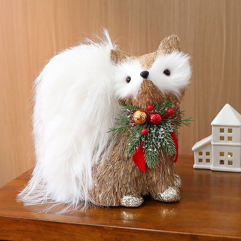 BLYNTRA Straw Christmas Elk & Squirrel Ornaments – Rustic Holiday Decor Set BLYNTRA