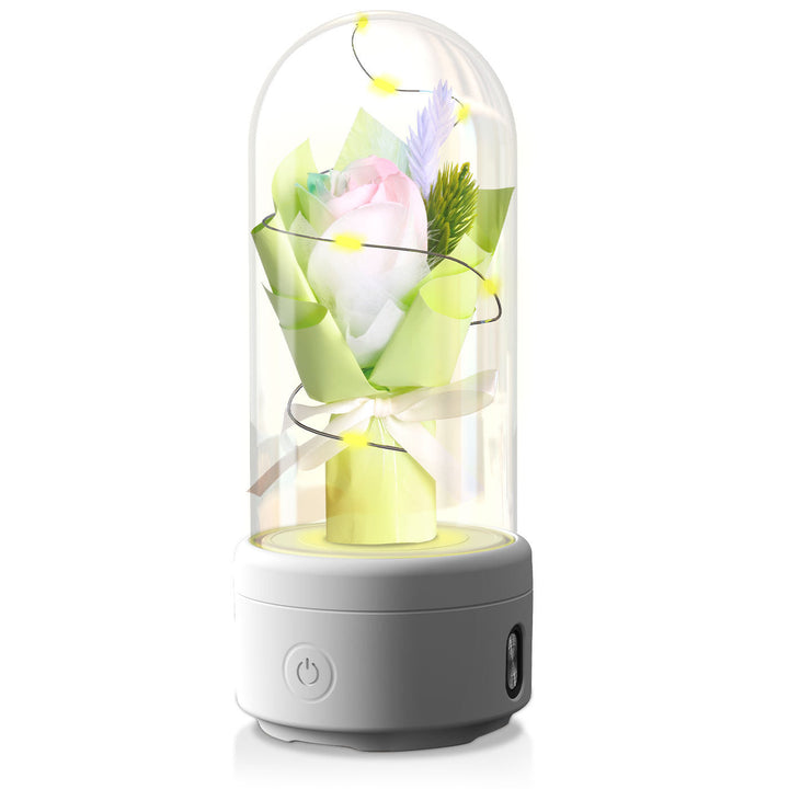 LED Glass Rose & Bluetooth Speaker Gift Silicone Back Scrub Bath Brush