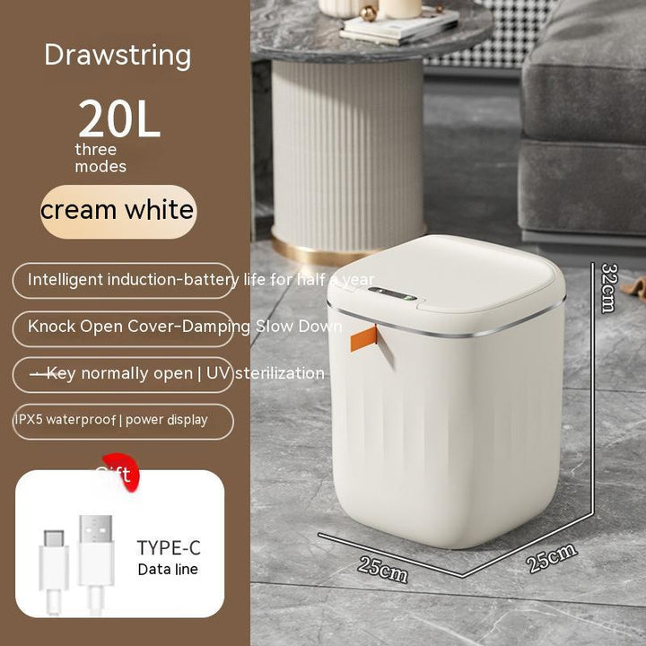 Smart Trash Can With Lid For Bedroom And Living Room Kitchen Storage Box Trash Can Induction Small Car Box Automatic Smart Dustbin Smart Trash Bin Silicone Back Scrub Bath Brush
