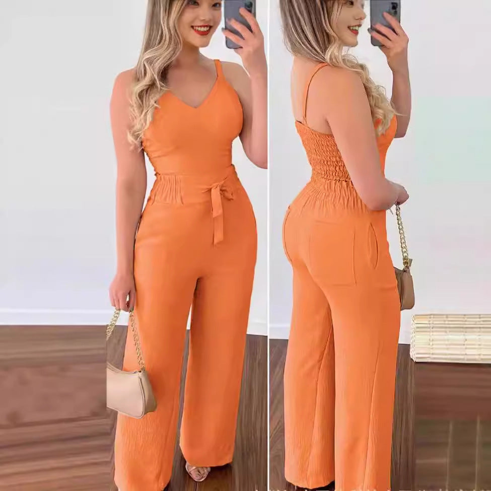 Sexy Backless Two-Piece Pleated Pants Set BLYNTRA