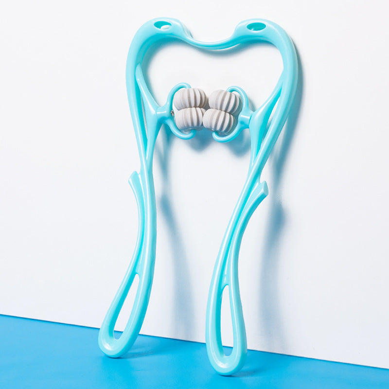 NeckEase 6-Wheel Manual Roller Massager Silicone Back Scrub Bath Brush