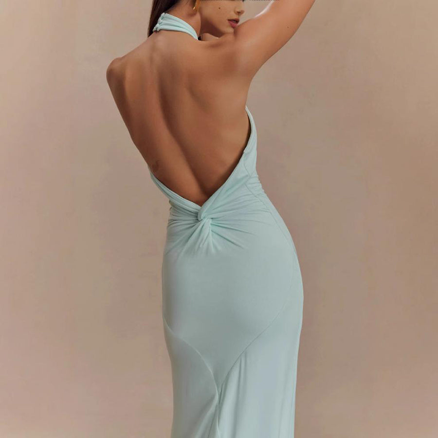 BLYNTRA Backless Halter Maxi Dress – Slimming Bodycon Statement BLYNTRA