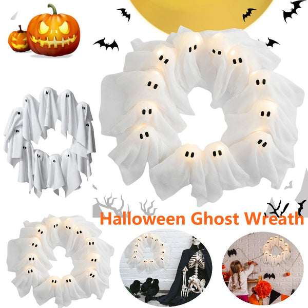 Halloween Decorations Ghost Wreath Cute Ghost Halloween Door Sign For Door Porch Wall Holiday Home Decor Glow Ghost Lights Silicone Back Scrub Bath Brush