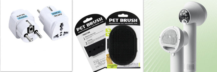 GroomEase Silent Pet Hair Dryer & Comb Silicone Back Scrub Bath Brush
