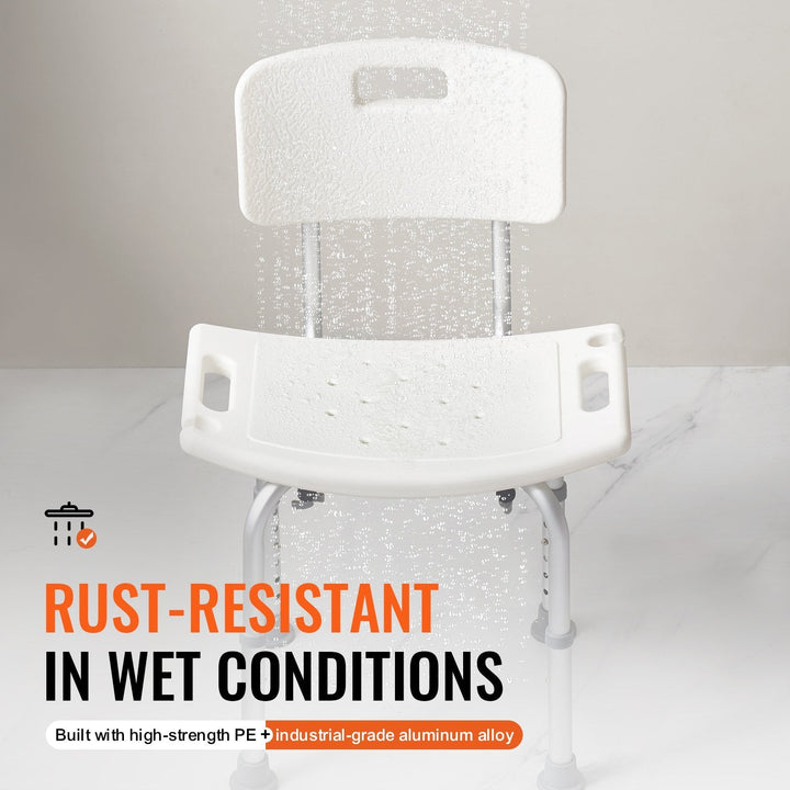 BLYNTRA™ Adjustable Shower Chair with Back & Non-Slip Feet – 350 lb Capacity BLYNTRA