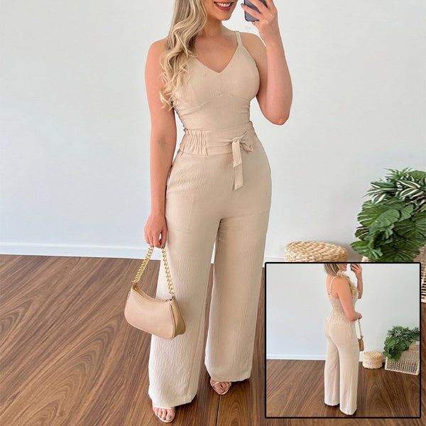 Sexy Backless Two-Piece Pleated Pants Set BLYNTRA