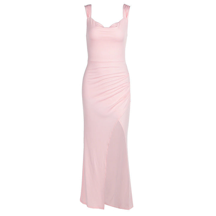 Slim Sleeveless Slit Dress With Back Tie Design Fashion Temperament Dresses For Women Clothing SHOPPING HUB