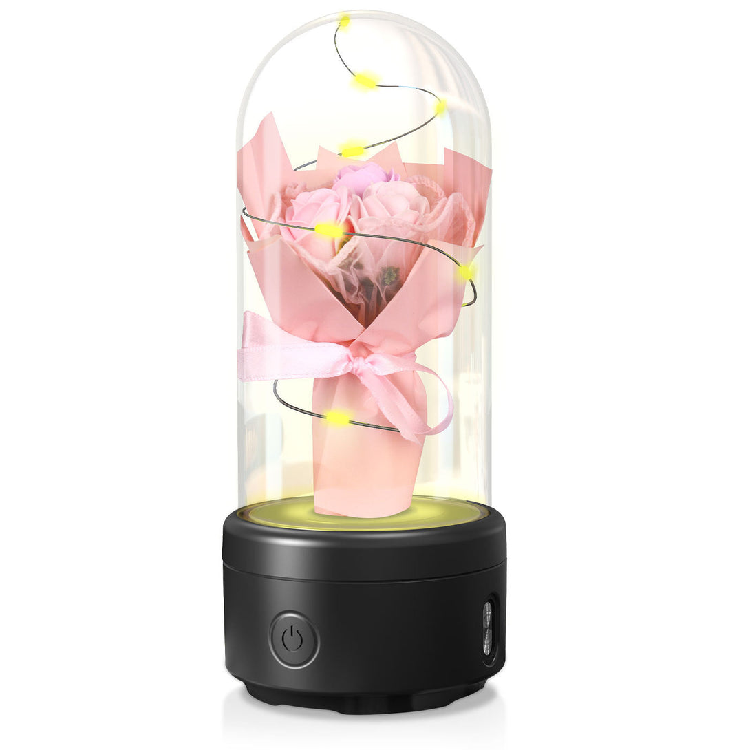 LED Glass Rose & Bluetooth Speaker Gift Silicone Back Scrub Bath Brush