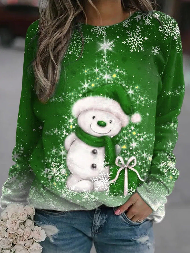 BLYNTRA Cozy Printed Knit Sweater – Round Neck, Long Sleeve Women’s Top BLYNTRA