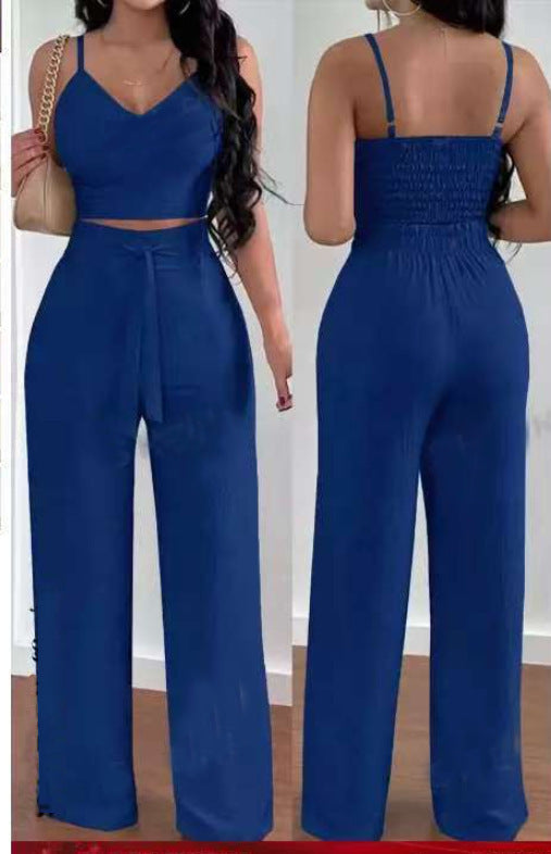 Sexy Backless Two-Piece Pleated Pants Set BLYNTRA