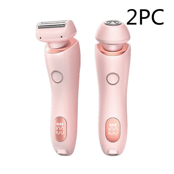 2 In 1 Hair Removal Epilator USB Rechargeable Trimmer Women Body Razor Face Leg Armpit Bikini Hand Pubic Shaver Hair Remover Silicone Back Scrub Bath Brush