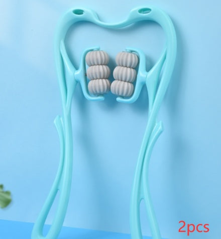 Multifunctional Manual Six-wheel Neck Massager Massage Relieve Roller Massage Tool Silicone Back Scrub Bath Brush