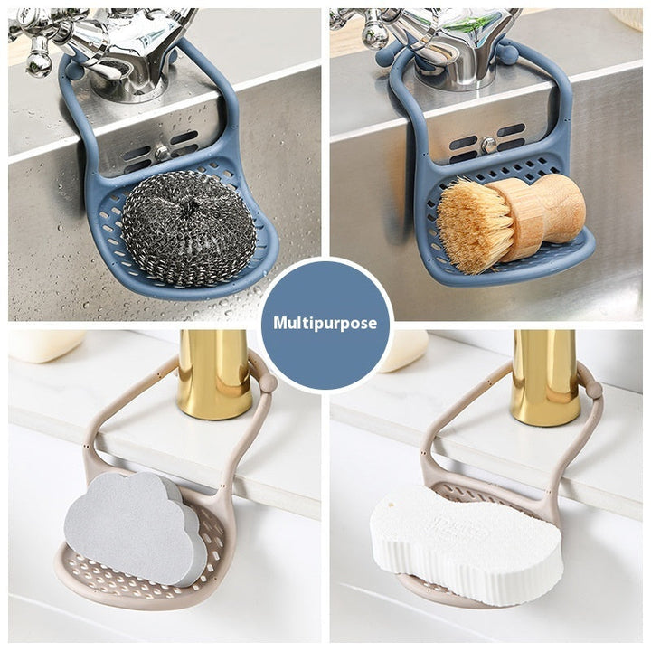 Flexible Hanging Basket Sink Spong Mop Storage Rack Silicone Back Scrub Bath Brush