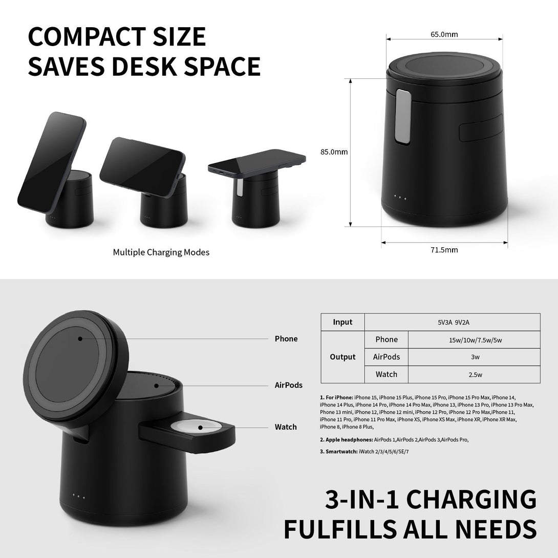 15W Magnetic Three-in-one Wireless Charger BLYNTRA
