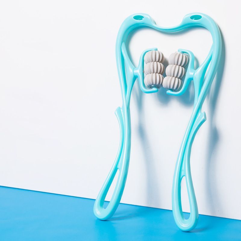 NeckEase 6-Wheel Manual Roller Massager Silicone Back Scrub Bath Brush